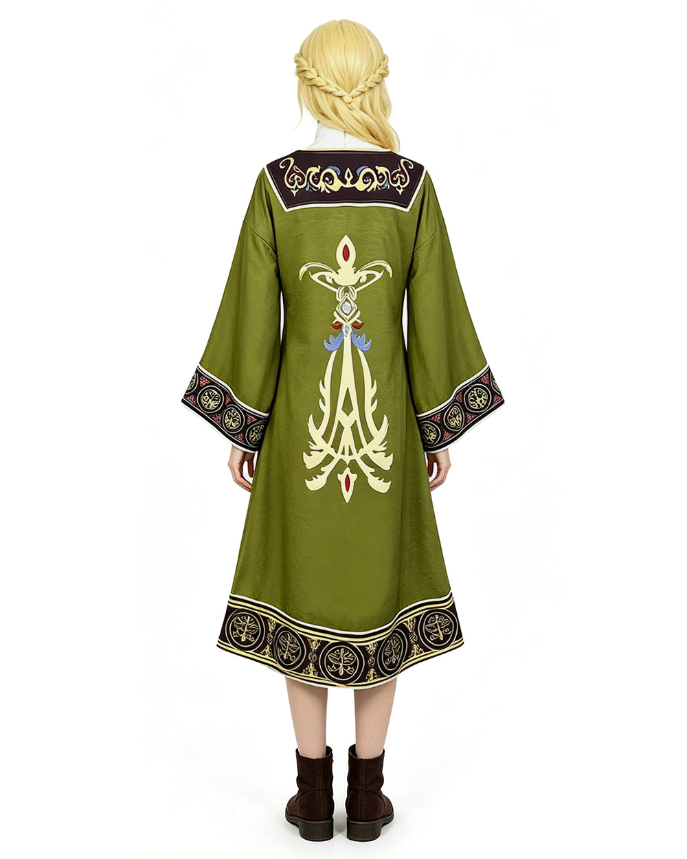 Women's Serpent Princess Costume Dark Green Tunic and Dress Medieval Outfit for Halloween Cosplay