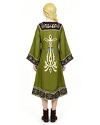 Women's Serpent Princess Costume Dark Green Tunic and Dress Medieval Outfit for Halloween Cosplay