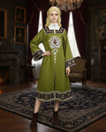 Women's Serpent Princess Costume Dark Green Tunic and Dress Medieval Outfit for Halloween Cosplay