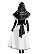 Women's Undertaker Costume Black Gothic Priestess Cosplay Dress with Hood for Halloween Carnival Parties