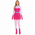 Womens Pink Spider Monster Costume 2-in-1 Layered Horror Game Villain Dress for Game Player