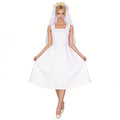 Lucy Wedding Dress White Gown with Veil Set Vault Dweller Costume for Cosplay Party