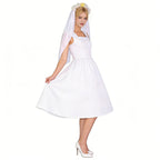 Lucy Wedding Dress White Gown with Veil Set Vault Dweller Costume for Cosplay Party