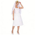 Lucy Wedding Dress White Gown with Veil Set Vault Dweller Costume for Cosplay Party