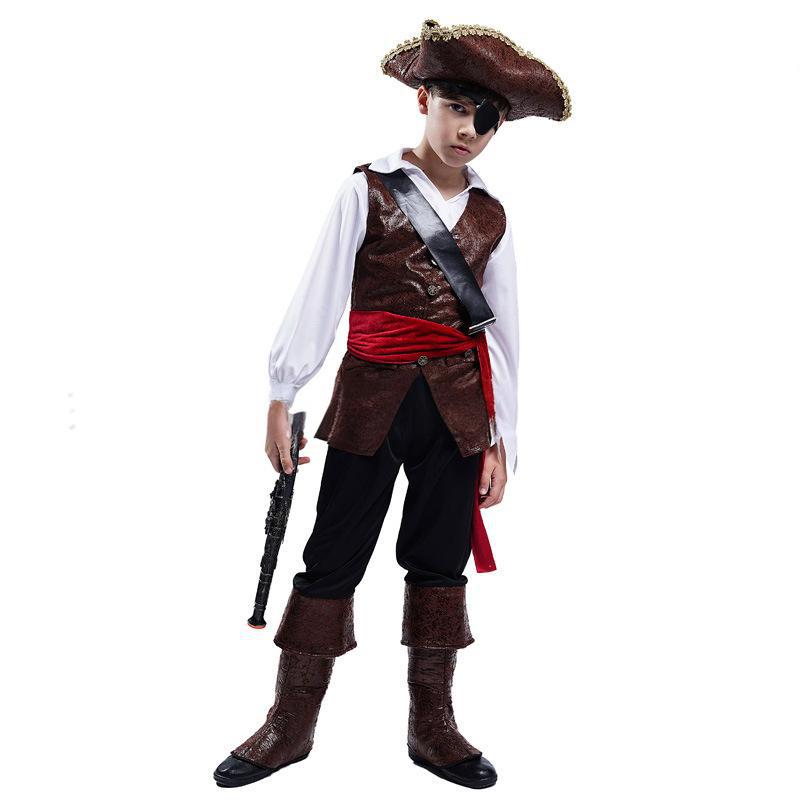 Childrens Pirate Costume Boys Fancy Pirate Dress Up Outfit for Halloween Themed Party