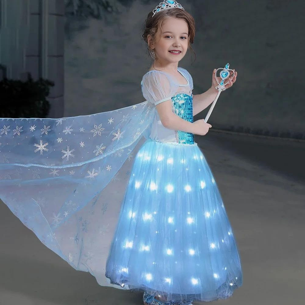Light Up Dress For Elsa Girls Princess Dress Snow Queen Birthday Dress Party Dress