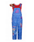 Island Adventure Outfit Red Shirt Overalls Shoulder Pad and Accessories 5pcs Suit for Kids Adults Dress-up Party