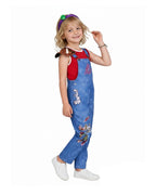 Island Adventure Outfit Red Shirt Overalls Shoulder Pad and Accessories 5pcs Suit for Kids Adults Dress-up Party