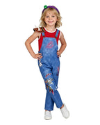 Island Adventure Outfit Red Shirt Overalls Shoulder Pad and Accessories 5pcs Suit for Kids Adults Dress-up Party