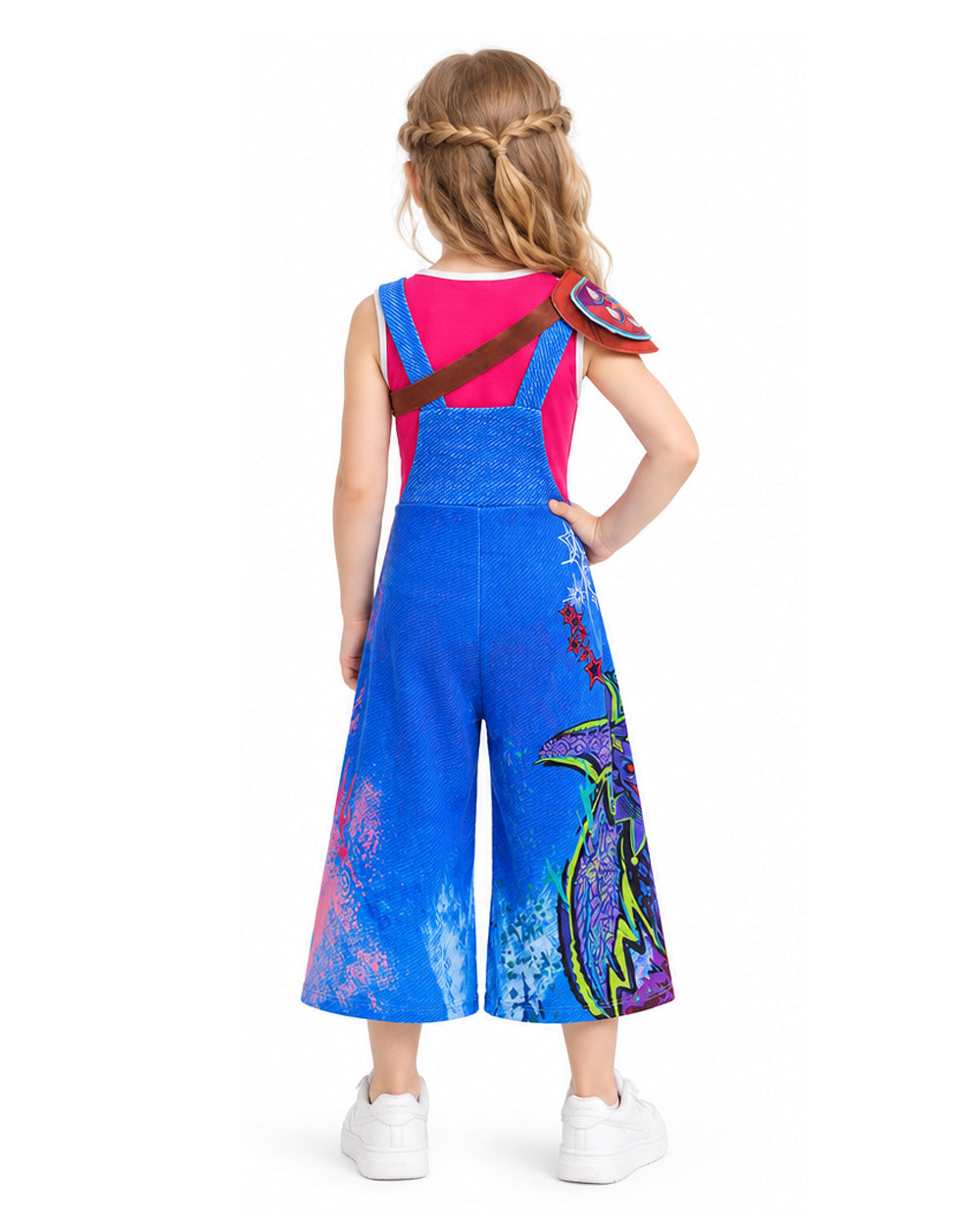 Kids Island Adventure Costume Blue Overalls Tank Top and Shoulder Armor 3pcs Full Set for Cosplay Carnival