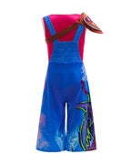 Kids Island Adventure Costume Blue Overalls Tank Top and Shoulder Armor 3pcs Full Set for Cosplay Carnival