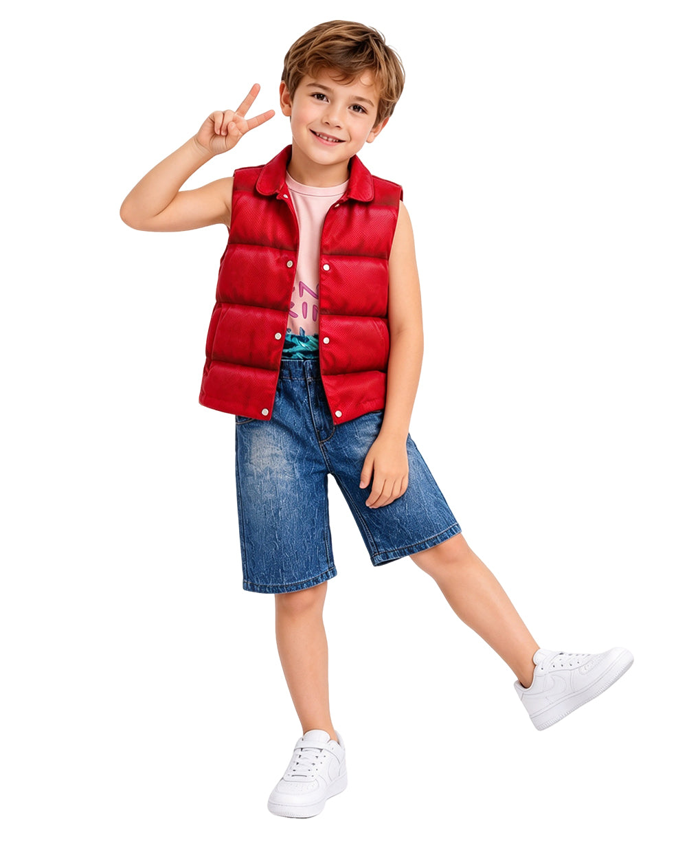 Boys Werewolf Costume Red Vest Tank Top and Shorts 3pcs Suit for Halloween Cosplay