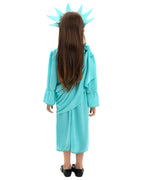 Girls Statue of Liberty Outfit Mint Green Dress with Crown Headband Sash Set for Patriotic 4th of July Parades