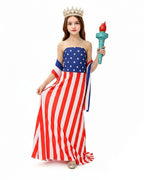 Girls 4th of July Outfits Independence Day American Flag Dress Shawl and Accessories for Patriotic Parades