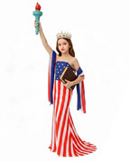 Girls 4th of July Outfits Independence Day American Flag Dress Shawl and Accessories for Patriotic Parades