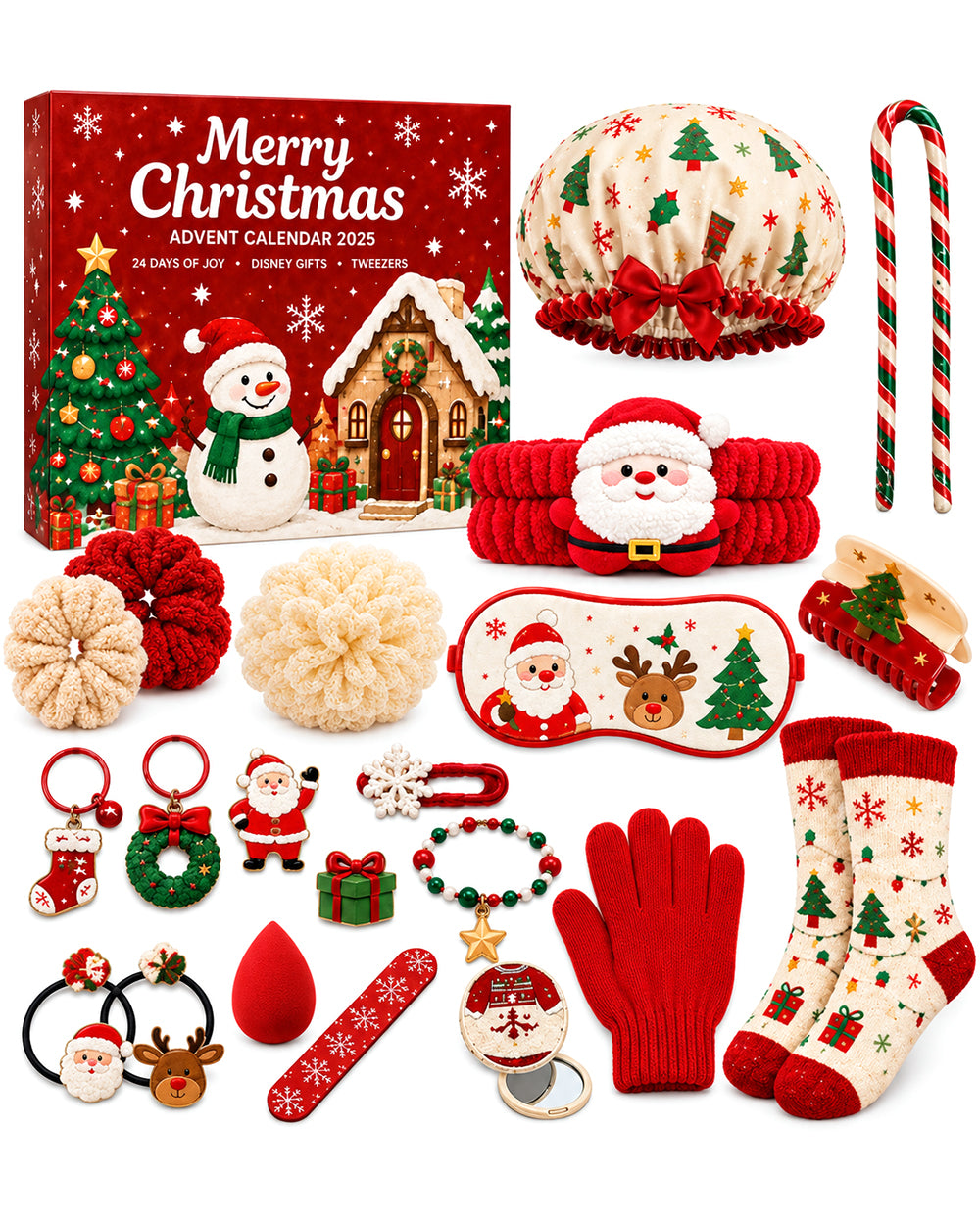 2026 Advent Calendar for Girls 24 Days Christmas Countdown Gift Box with Hair Accessories, Winter Socks, Gloves and More