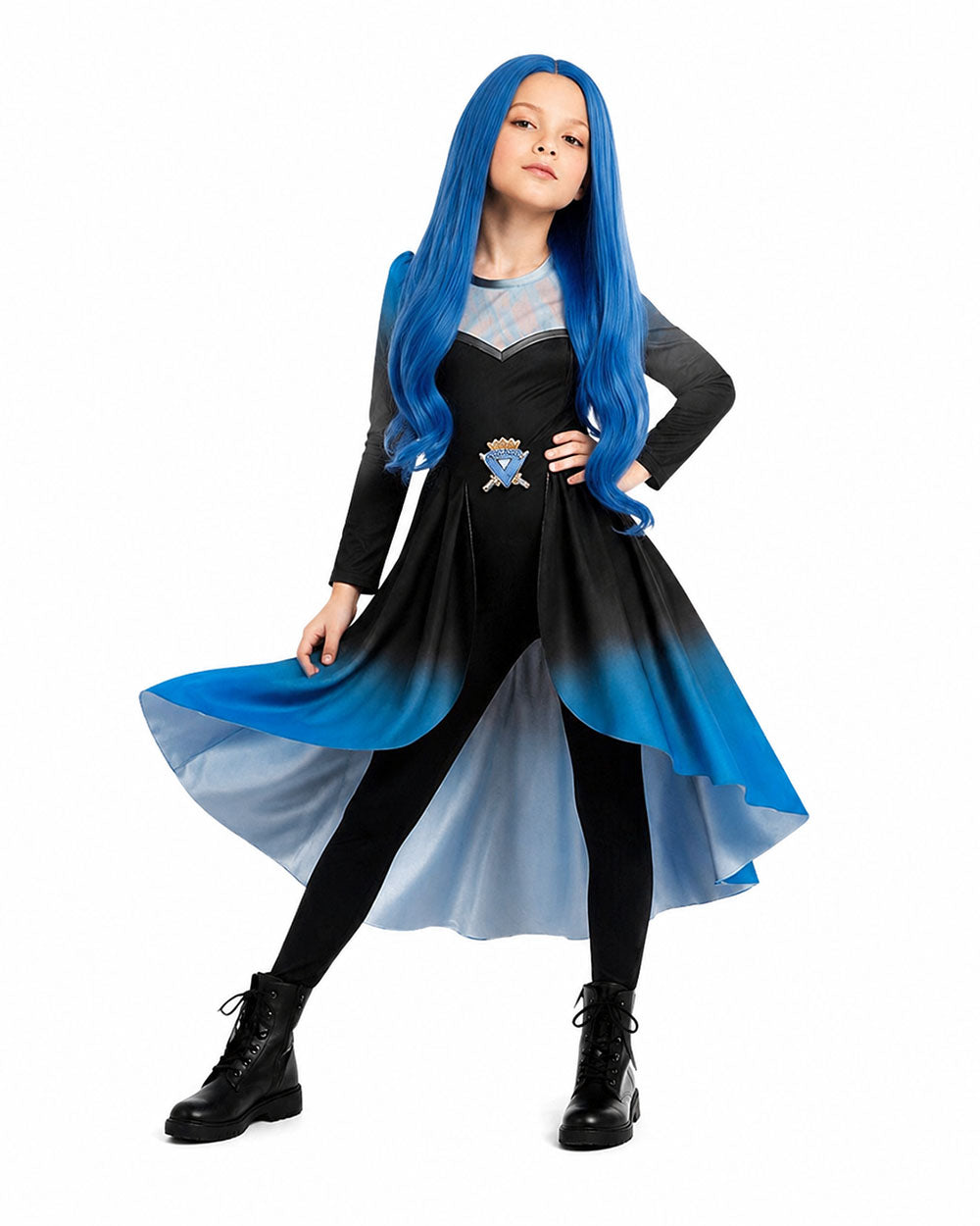 Princess Chloe Costume Wicked Blue and Black Tops Pants with Skirt 2pcs Set for Girls Women Cosplay Event