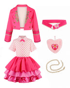 Pink Princess Costume Movie 5 Jacket Dress Bag and Belt 4pcs Full Set for Kids Adults Cosplay Events