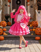 Pink Princess Costume Movie 5 Jacket Dress Bag and Belt 4pcs Full Set for Kids Adults Cosplay Events