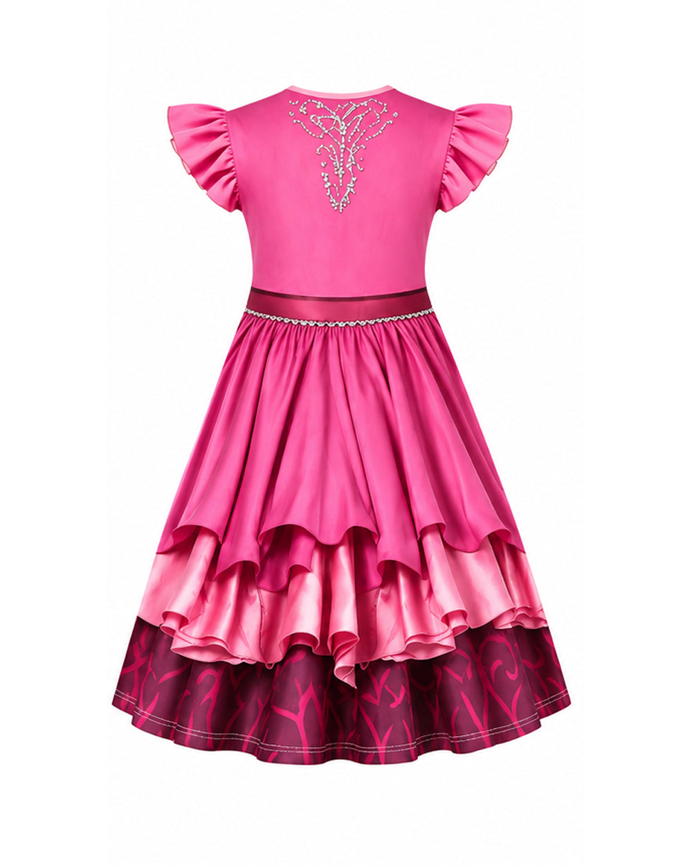 Girls Wonderland Red Princess Costume 3D Print Pink Princess Chloe Dress and Bag for Dress-up Party