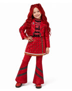 Kids Princess Red Costume Movie 5 Red Heart Cropped Tops Shirt Flared Pants and Skirt for Themed Party