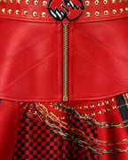 Girls Red Princess Costume 2-in-1 Outfit with Gloves 2pcs Suit for Cosplay Events 4-12Y