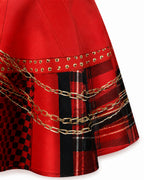 Girls Red Princess Costume 2-in-1 Outfit with Gloves 2pcs Suit for Cosplay Events 4-12Y