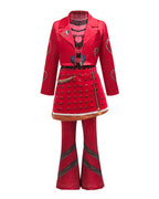 Kids Princess Red Costume Movie 5 Red Heart Cropped Tops Shirt Flared Pants and Skirt for Themed Party