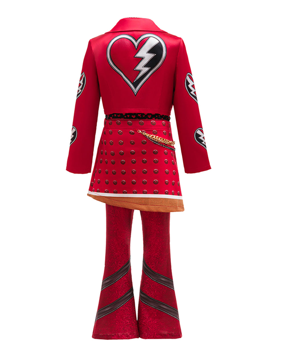 Kids Princess Red Costume Movie 5 Red Heart Cropped Tops Shirt Flared Pants and Skirt for Themed Party