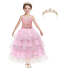 Girls Glinda Costume Pink Glinda Cosplay Outfit Sequins Party Dress Up