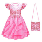Kids Glinda Pink Dress and Bag The Good Witch Cosplay Outfit for Dress Up Party