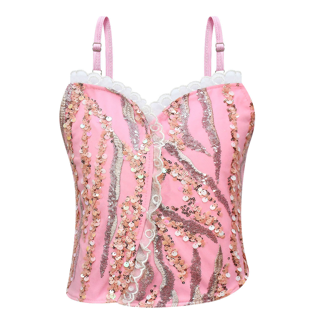 Girls Glinda Costume Pink Glinda Cosplay Outfit Sequins Party Dress Up