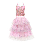 Girls Glinda Costume Pink Glinda Cosplay Outfit Sequins Party Dress Up