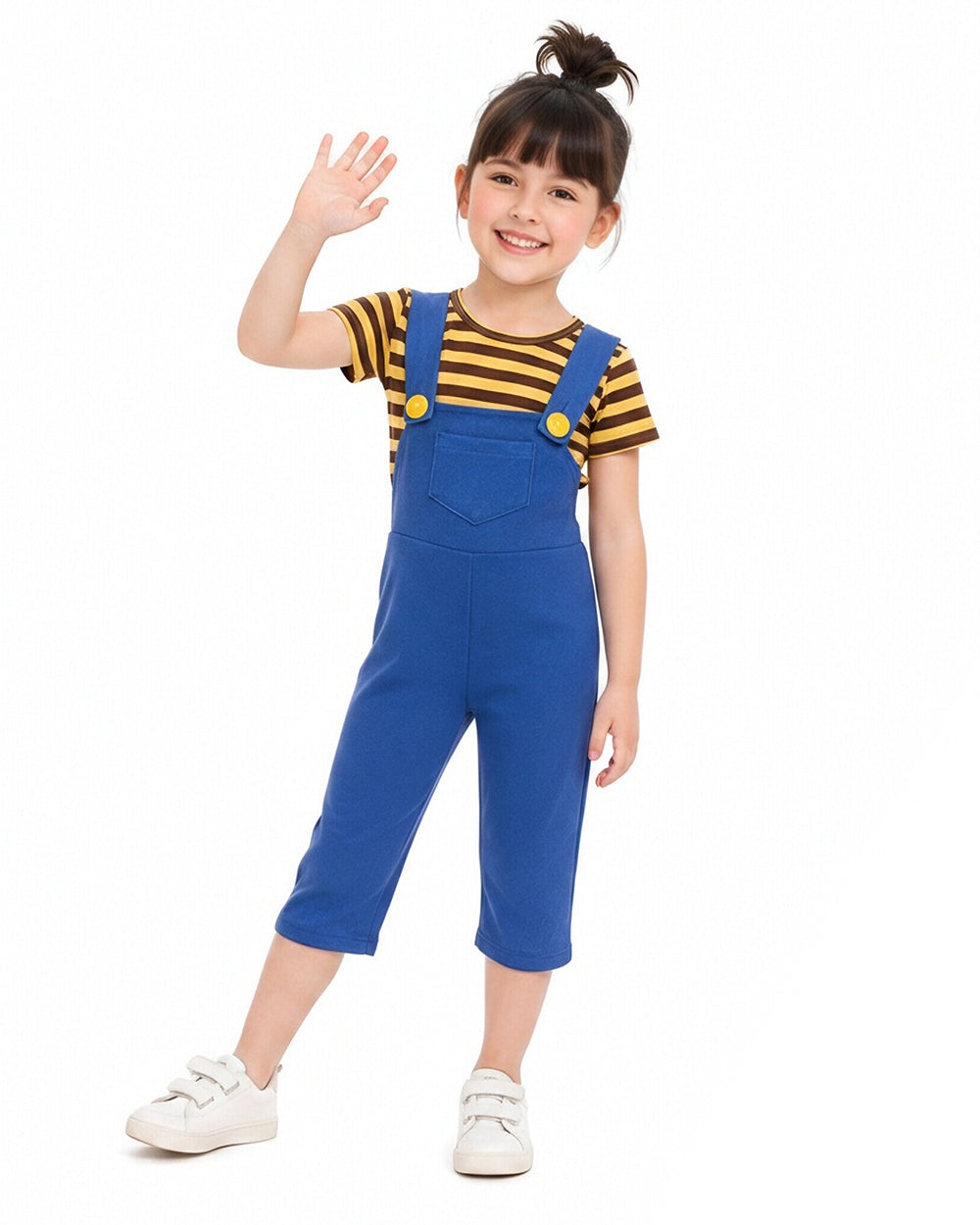Kids Yellow Halloween Costume Unisex Party Carnival Cosplay Yellow T-Shirt and Overalls