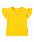 Girls Yellow Monster Costume Cute T-shirt and Denim Dress 2pcs Set for Cosplay Party Daily Wear