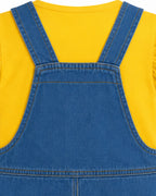 Girls Yellow Monster Costume Cute T-shirt and Denim Dress 2pcs Set for Cosplay Party Daily Wear