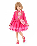 Girls Pink Princess Costume Movie 5 Jacket Shirt Skirt and Bag 4pcs Full Set for Cosplay Events