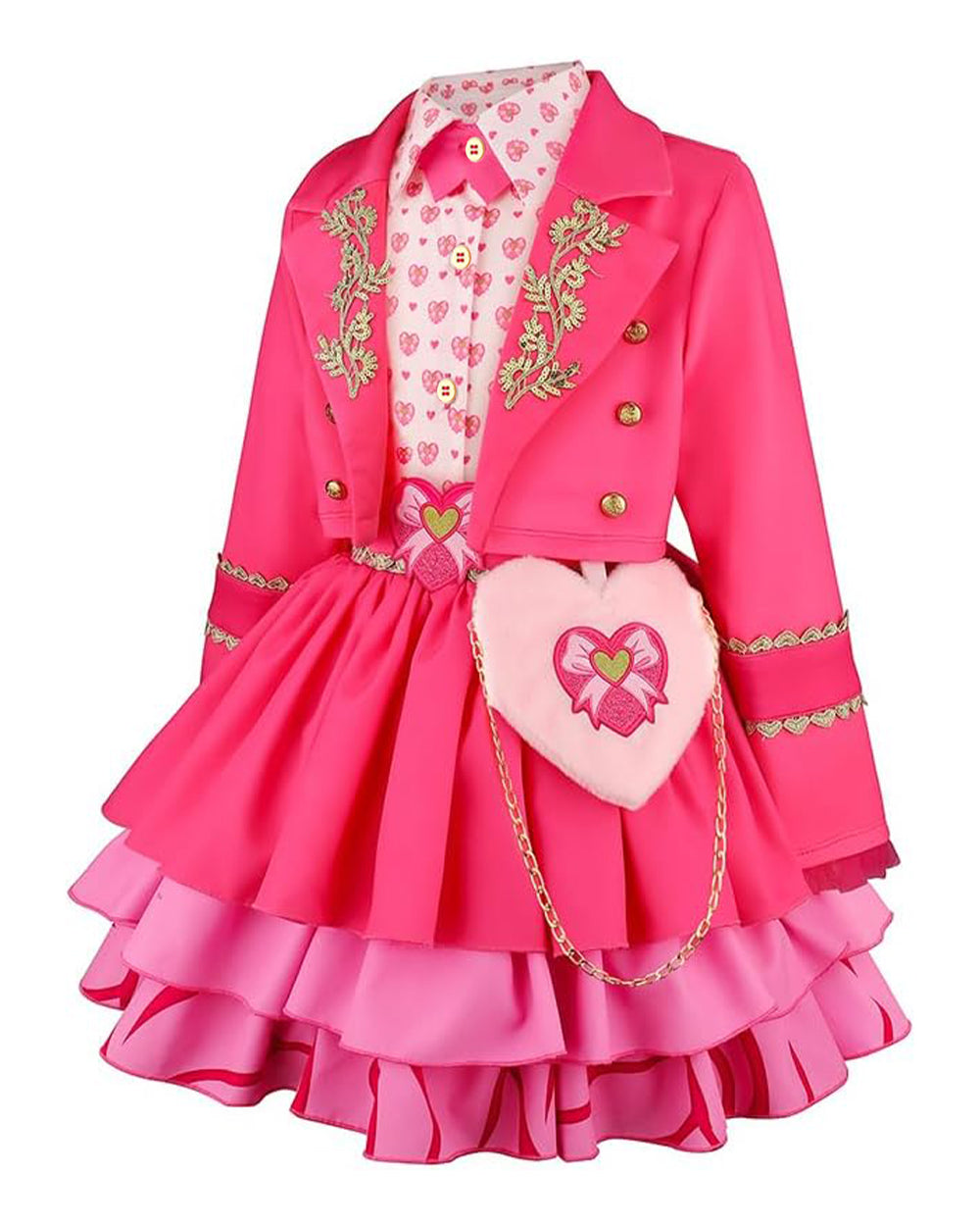 Pink Princess Costume Movie 5 Jacket Dress Bag and Belt 4pcs Full Set for Kids Adults Cosplay Events