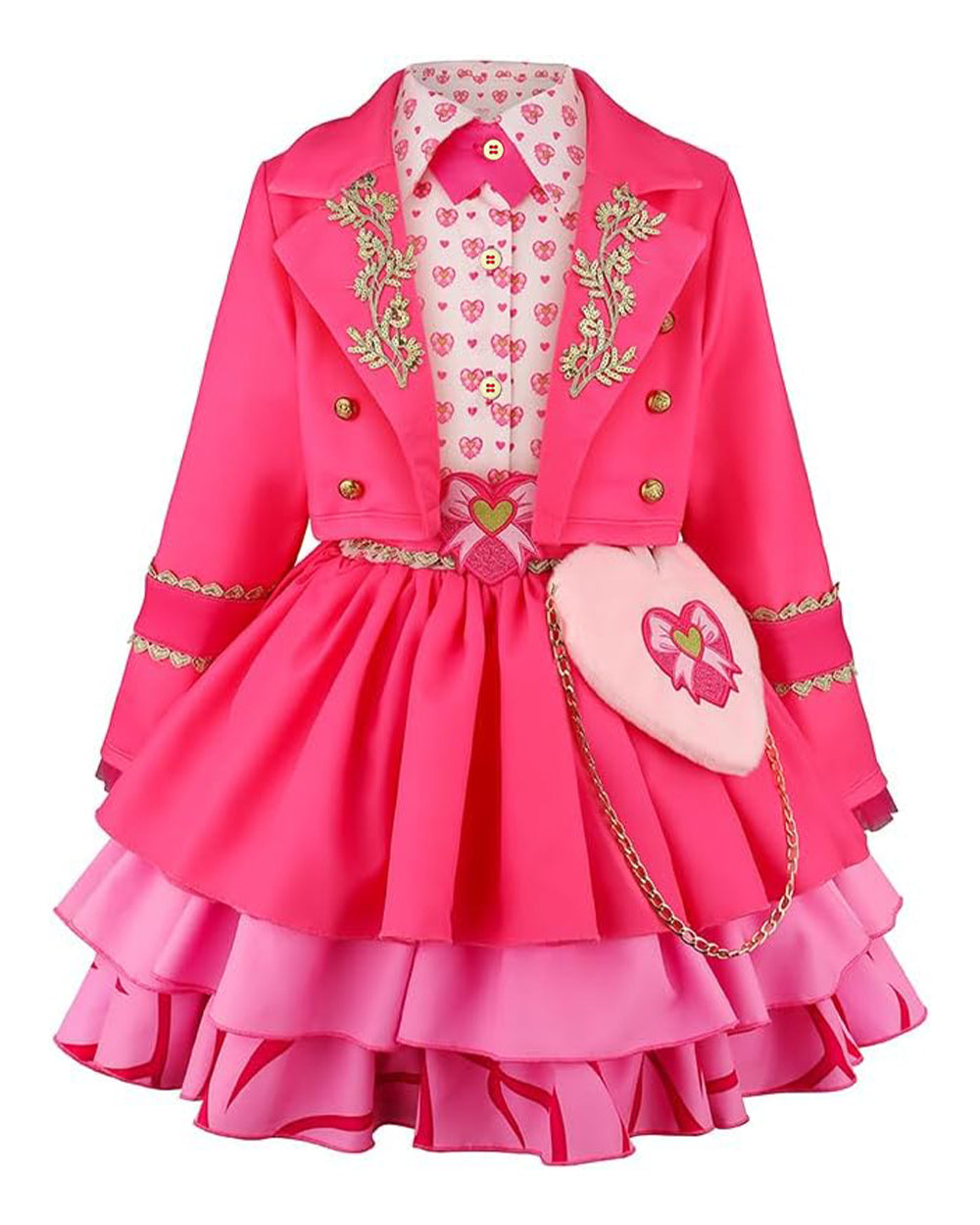 Pink Princess Costume Movie 5 Jacket Dress Bag and Belt 4pcs Full Set for Kids Adults Cosplay Events