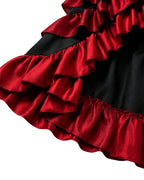 Girls Pirate Costume Off-Shoulder Top Corset Belt High-Low Ruffle Skirt and Headscarf 4pcs Set for Halloween Cosplay