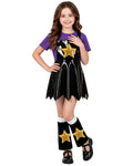 Girls Chapter 5 Lily Costume Horror Game 4-Piece Purple PU Leather Dress Shirt Leg Sleeves and Wig for Cosplay