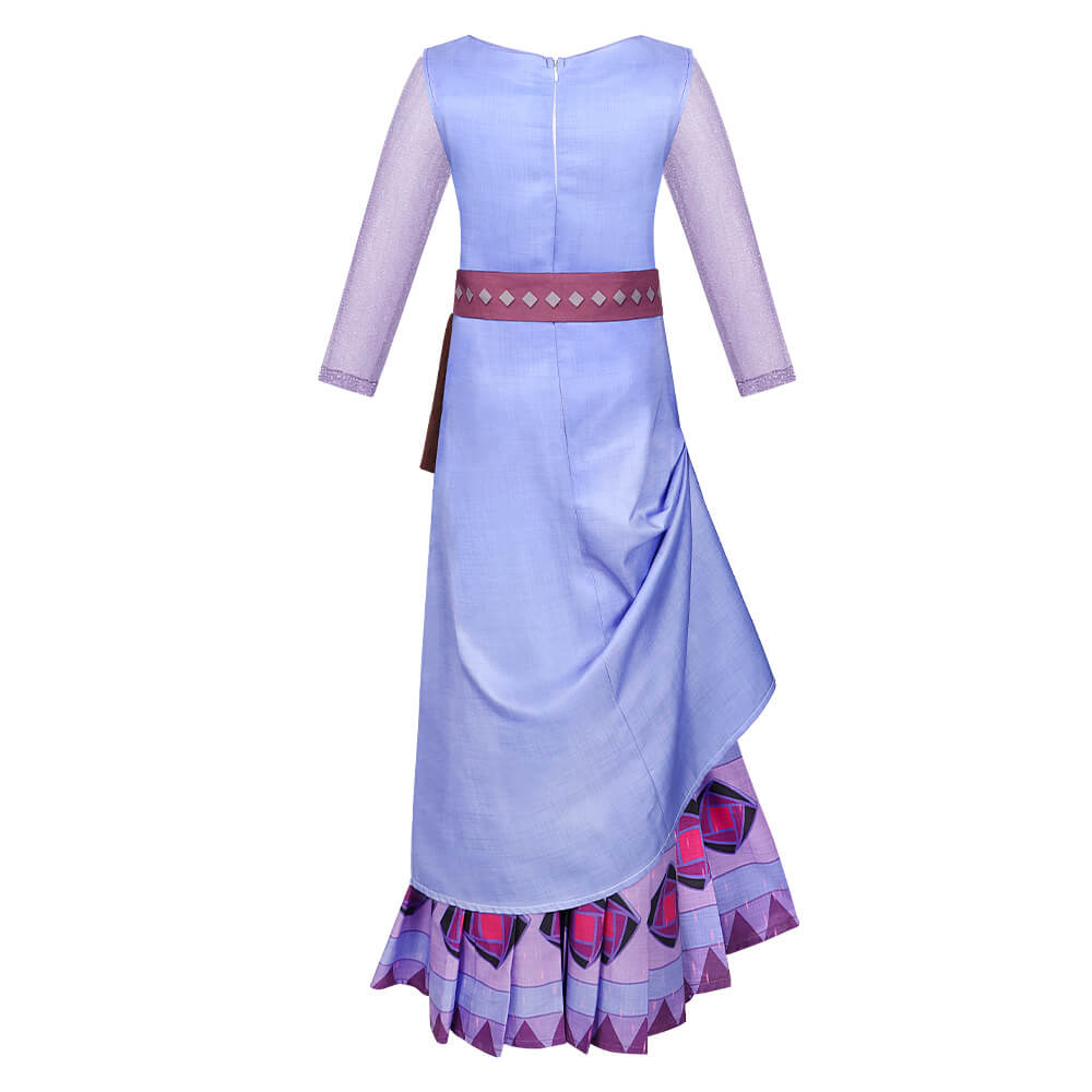 Wish Dress Asha Princess Costume Dress-up Set with Waist Bag and Belt for Girls