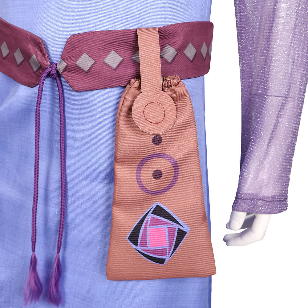 Wish Dress Asha Princess Costume Dress-up Set with Waist Bag and Belt for Girls