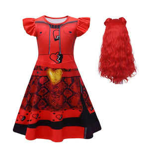 Girls The Rise of Red Dress Princess Red Costume and Wig for Halloween Carnival