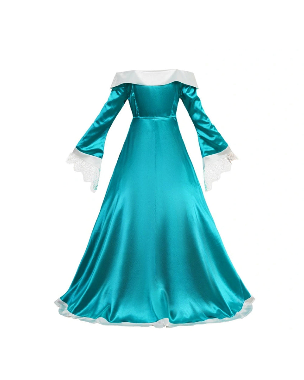 Girls Rosalina Costume The Galaxy Movie Turquoise Off-shoulder Princess Dress with Crown Star Wand and Wig for Cosplay