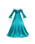 Girls Rosalina Costume The Galaxy Movie Turquoise Off-shoulder Princess Dress with Crown Star Wand and Wig for Cosplay