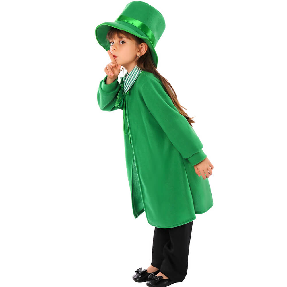 Girls St Patricks Day Outfit Leprechaun Cape and Hat 2pcs Suit for Paddys Day Carnival