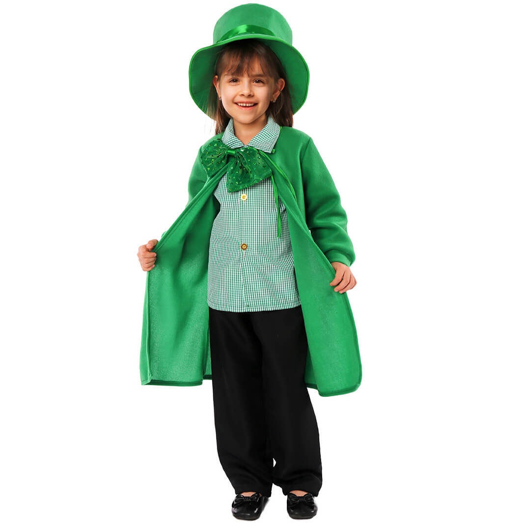 Girls St Patricks Day Outfit Leprechaun Cape and Hat 2pcs Suit for Paddys Day Carnival