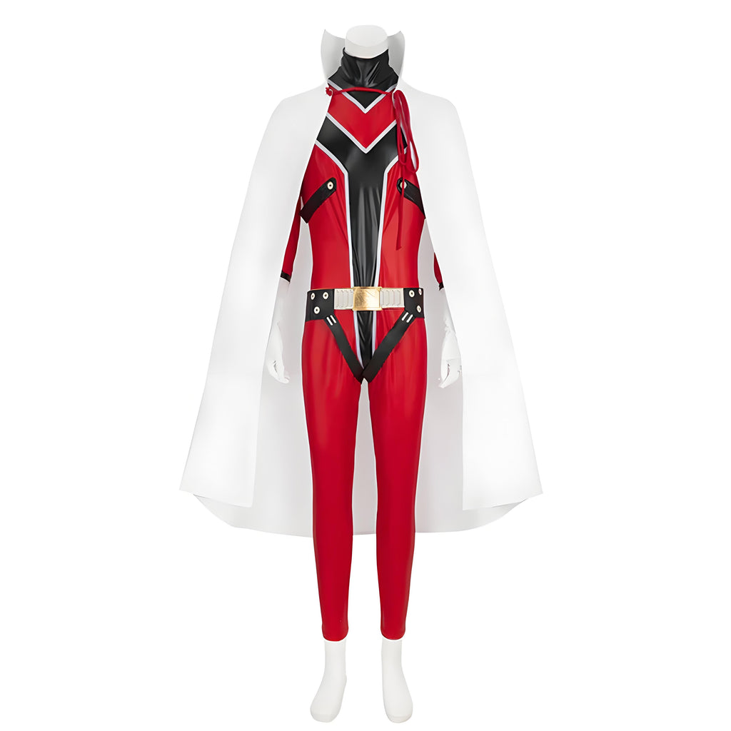 Adult Red Keeper Costume Go Go Loser Ranger Uniform and Cloak 2pcs Suit