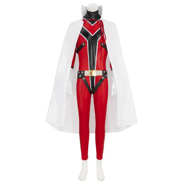 Adult Red Keeper Costume Go Go Loser Ranger Uniform and Cloak 2pcs Suit